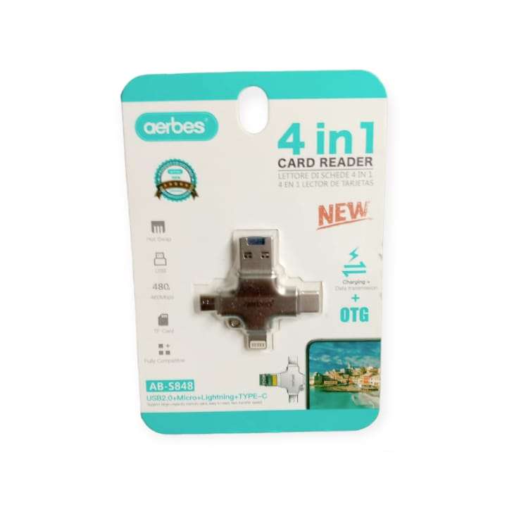 Aerbes AB-S848 4 in 1 Card USB2.0 + OTG Card Reader