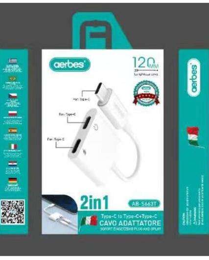 Aerbes AB-S663-T 2-in- 1 Type C to Type C + Type C Cable Adapter