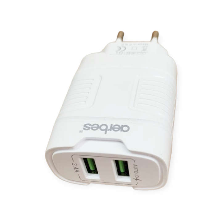 Aerbes AB-SJ21 Dual USB Port Smart Wall Travel Charger 2.4A With Auto ID