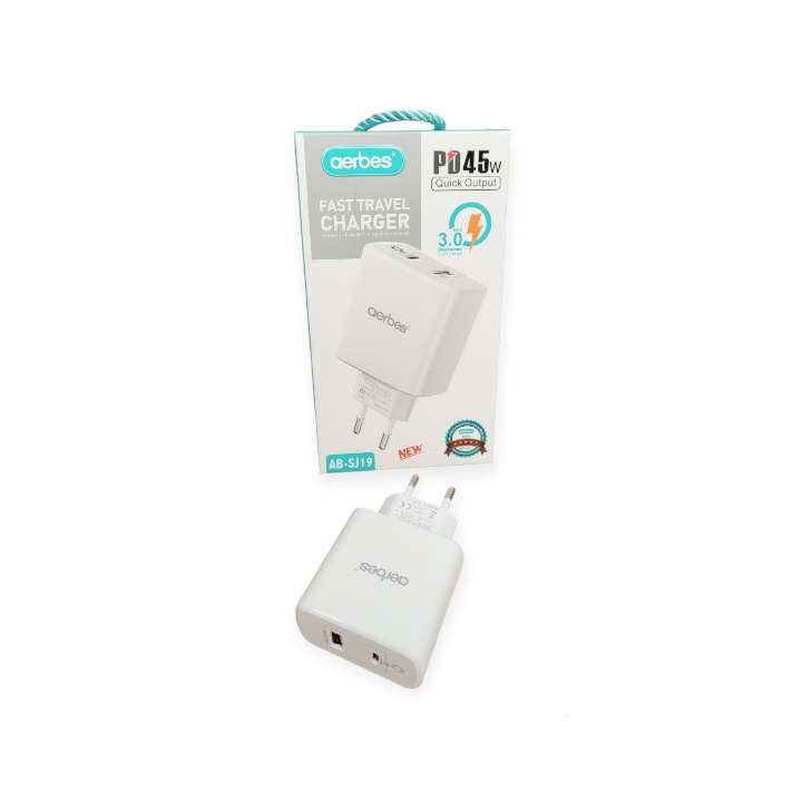 Aerbes AB-SJ19 PD 45W + 18W QC3.0 Qualcom Quick Travel Charger