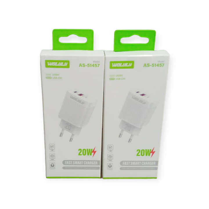 Wolulu AS-51457 PD 20W+ QC3.0 USB Fast Smart Wall Charger
