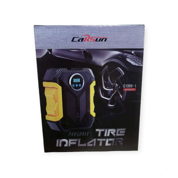 C1399-1 Portable Air Compressor For Car Tires 12V DC With Emergency LED Flashlight