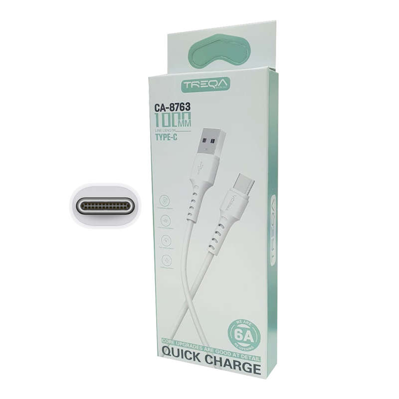 Treqa CA-8763 Type C USB Data Charging Cable 6A 1M