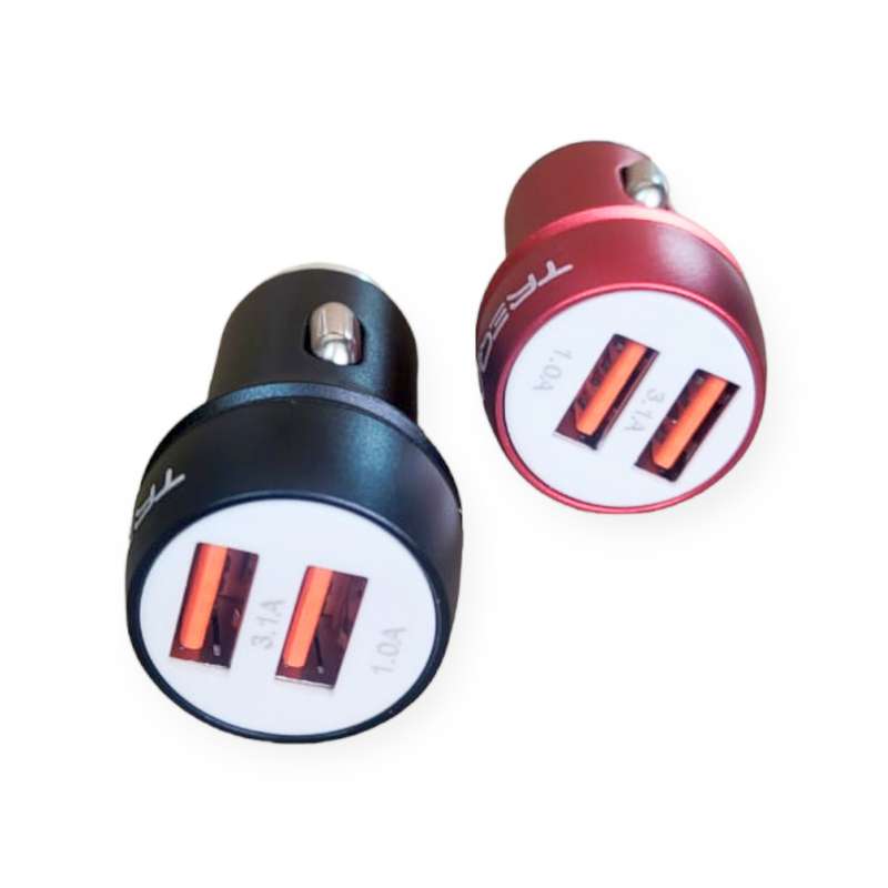 Treqa CS-218-Type C Dual  USB Port Smart Car Charger With Type C USB Cable3.1A