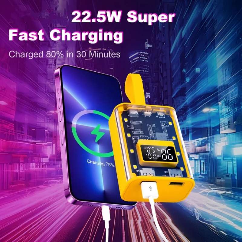 Treqa TR-961 Clear Power Bank 10000Mah With LED Light