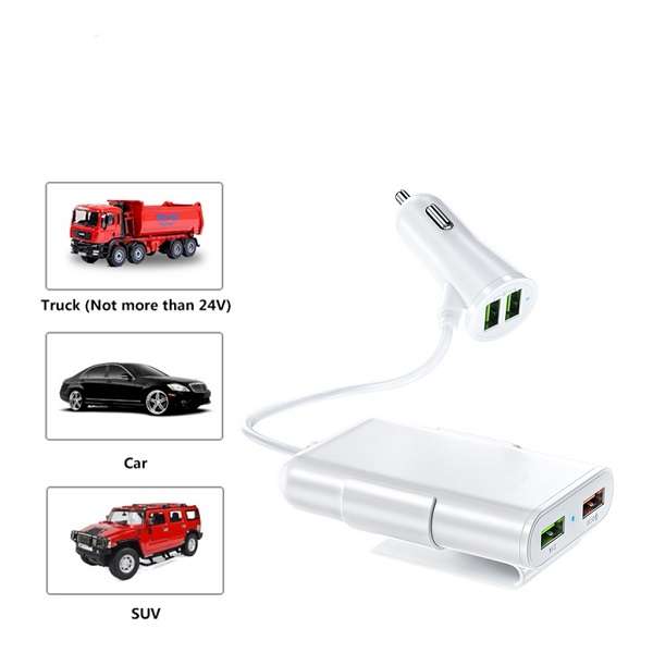 8A USB Charger For Car 4 Ports 40W With 1.8M Cable