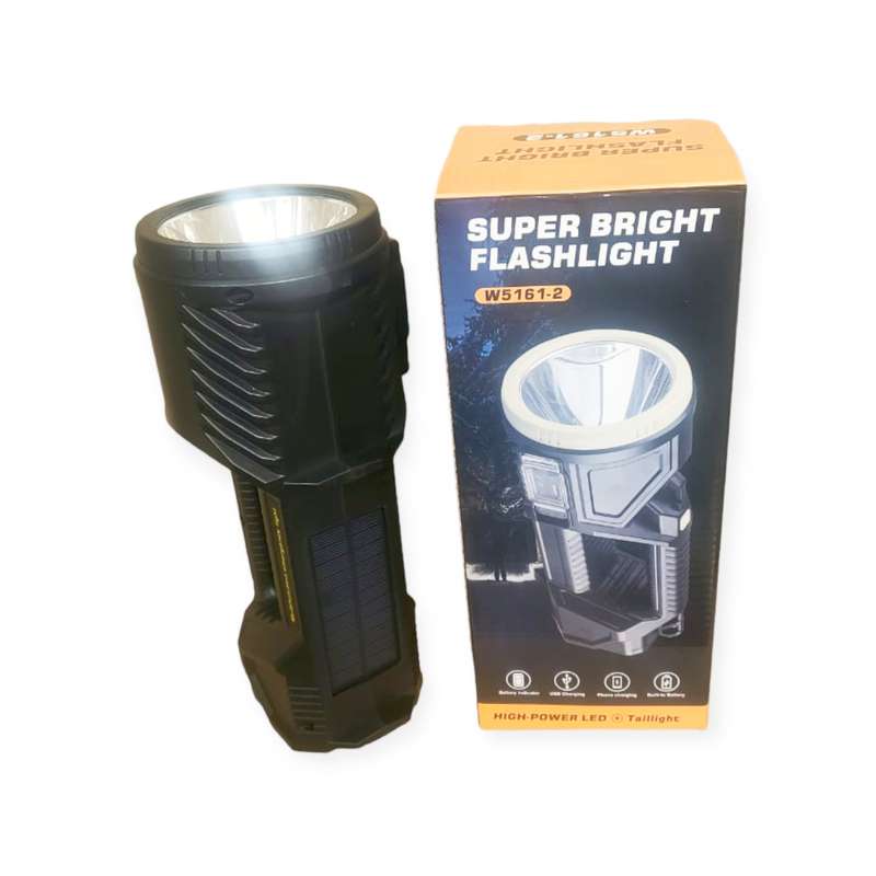 W5161-2 Rechargeable Solar Powered LED +COB Searchlight PM-68