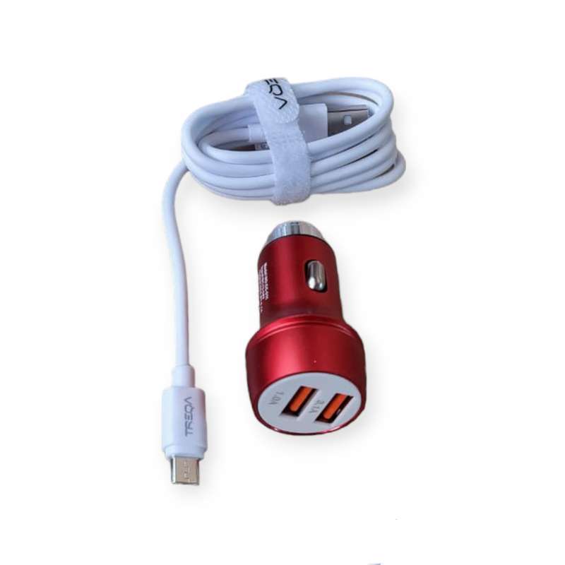 Treqa CS-218-V8  Dual 3.1A USB Smart Car Charger With Micro USB Cable