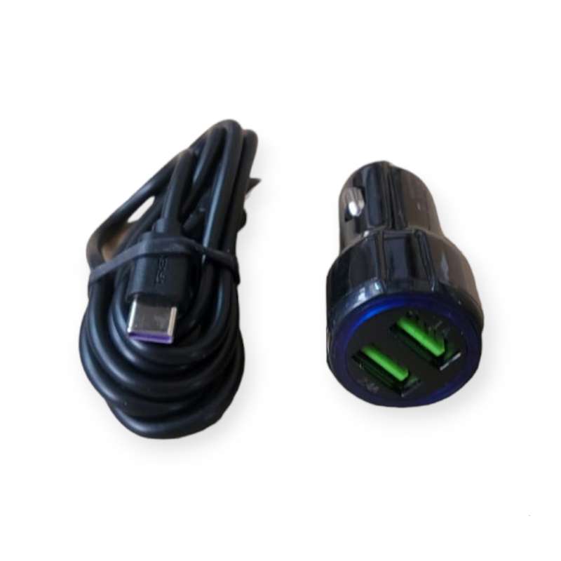 Treqa CS-234  Dual USB Port Car Charger With Type C Cable 3.1A