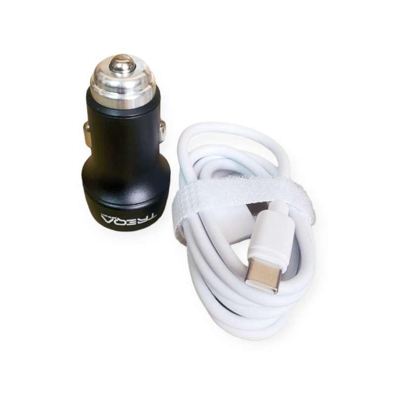 Treqa CS-218-Type C Dual  USB Port Smart Car Charger With Type C USB Cable3.1A