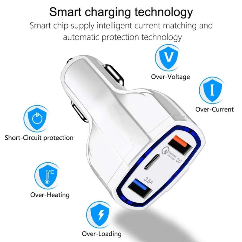 LY-05 35W USB QC3.0 + PD + USB 3.5A Fast Car Charger