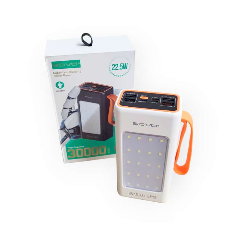 Sovo PD119  22.5W Power Bank With LED Light 30000Mah