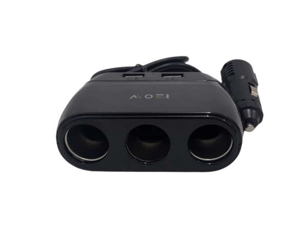 WT-D23 120W Dual USB Car Charger With 3 Way Cigarette Lighter Splitter And GPS Adapter