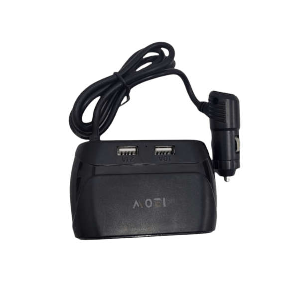 WT-D23 120W Dual USB Car Charger With 3 Way Cigarette Lighter Splitter And GPS Adapter