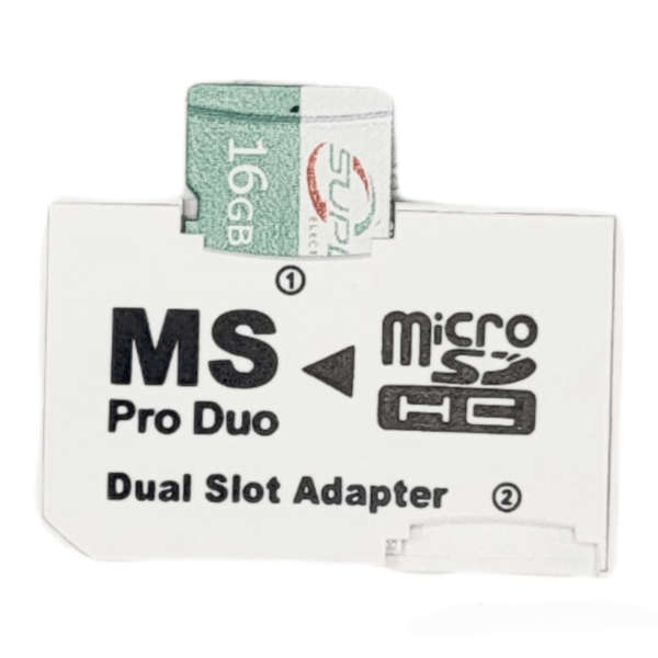 Dual Micro SD Card Adapter MS Pro Duo for PSP Converter with 16gb Micro SD Card