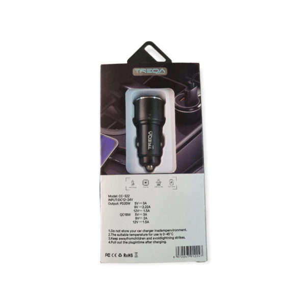 Treqa CC-322 PD20W+QC3.0 Quick Car Charger