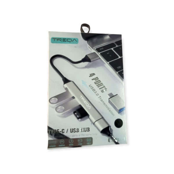 Treqa USB-3 4 Port Hub With Type C Adapter