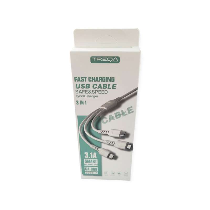 Treqa CA-868 3 in 1 Charging Cable 3.1A 1M