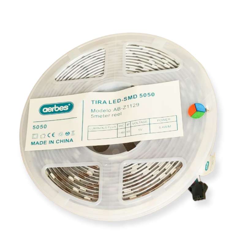 Aerbes AB-Z1129 USB Ribbon 5050 RGB LED Strip Light With Remote Control 5M