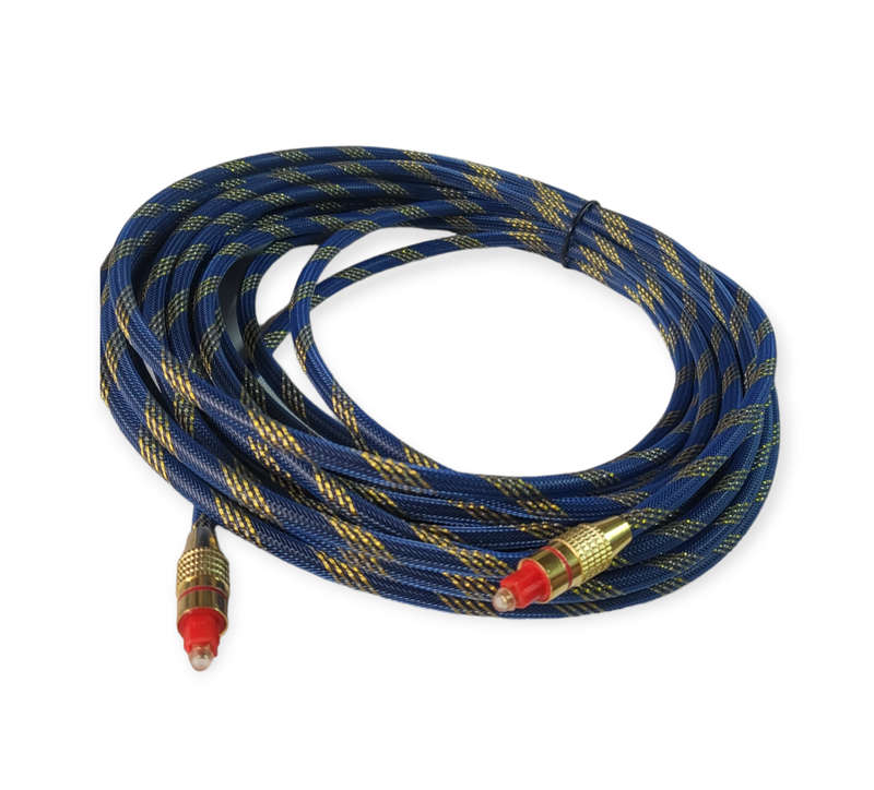 XF0089 OD6.0 Blue Mesh Gold Plated Fiber Toslink Optical Audio Cable 10M