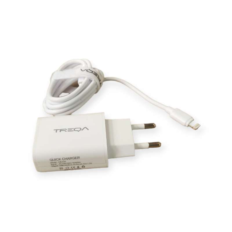 Treqa CS-220 18W 3.0 USB Wall Charger With Lightning USB Cable