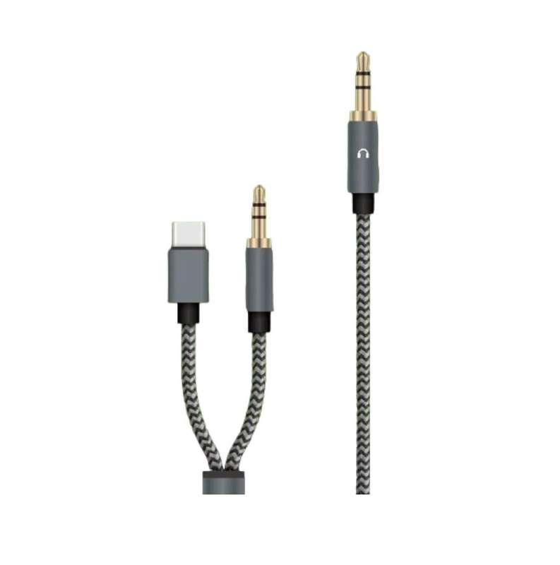 Wolulu AS-51190 Male 3.5mm To Male 3.5mm + Type C Cable 1.2m