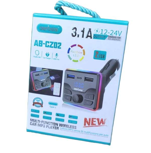 Aerbes AB-CZ02 Wireless RGB Car MP3 Player FM Transmitter With Remote Control