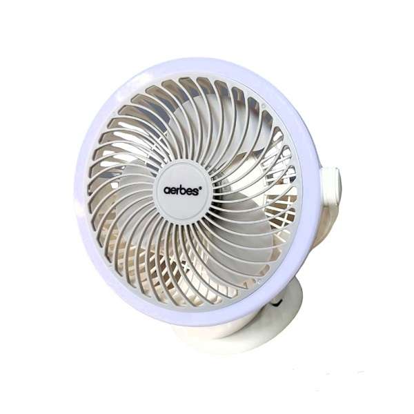 Aerbes AFSD10 USB Rechargeable Table Clip Fan With 2400mah Battery