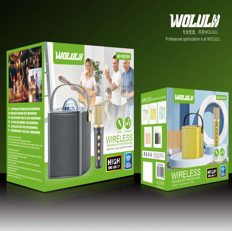 Wolulu AS-50199 Wireless Bluetooth Karaoke Speaker With Microphone + RGB Mini Magic Ball Light