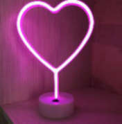 B-2 USB DC Cable Or Battery Operated Heart Neon Lamp With Base