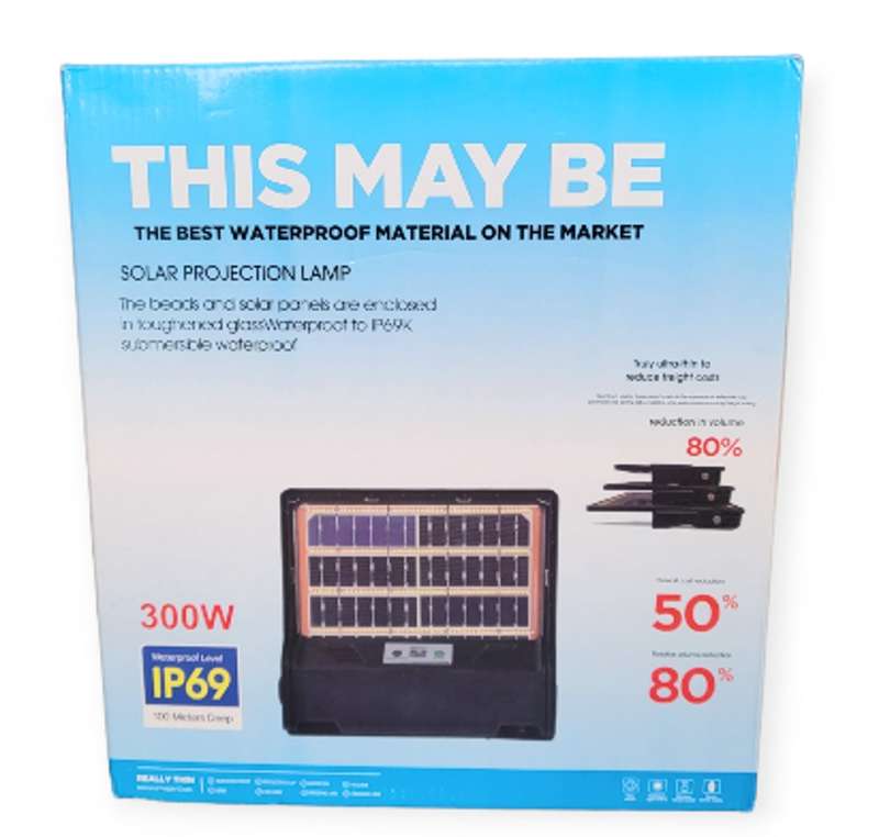 CH-300W-240 Thin Solar Light With Remote Control LEDs and Solar Panel are Inclosed in Toughened G...
