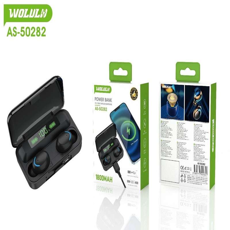 Wolulu AS-50282 True Wireless Bluetooth V5.3 Earphone 1800mah Battery