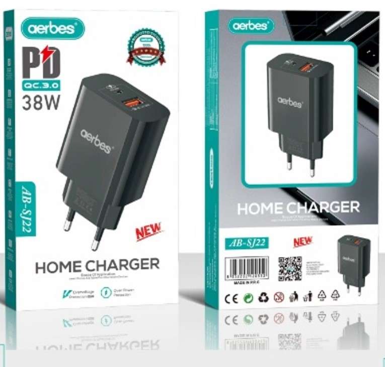 Aerbes AB-SJ22 PD20W + 18W QC3.0 USB Wall Travel Charger