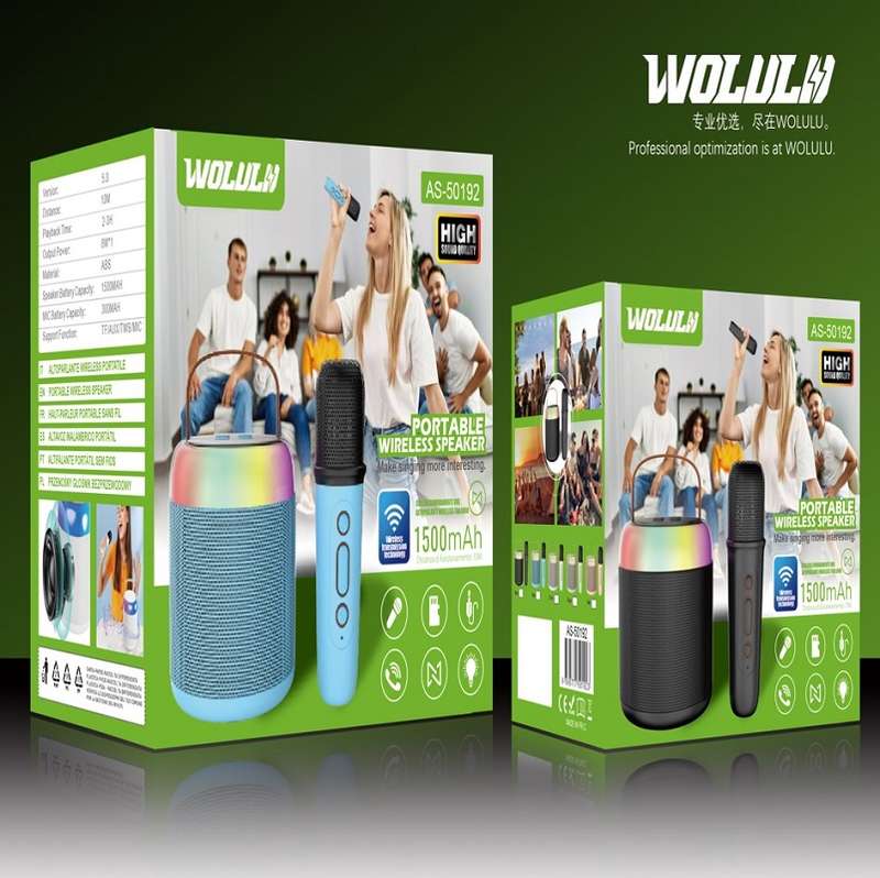 Wolulu AS-50192 Portable Bluetooth Speaker with Karaoke Microphone 1500mah Battery