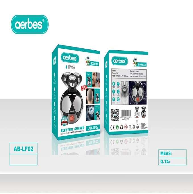 Aerbes AB-LF02 USB Rechargeable 5W Round Shaver With Digital Display