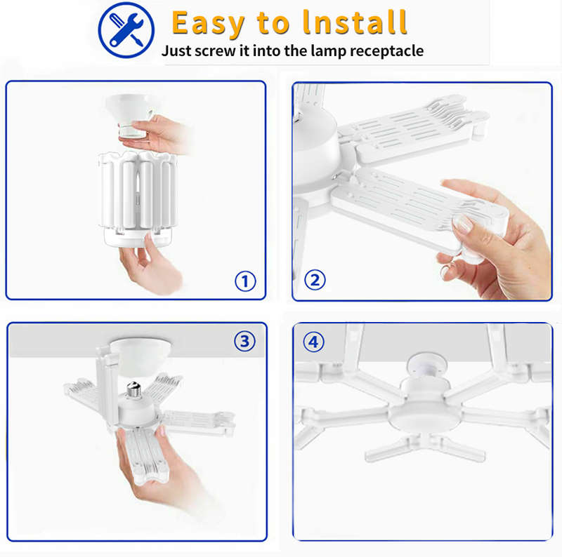 FA-004  E27 LED Snowflake Shape Foldable Pattern Changing Light 80W 6500K