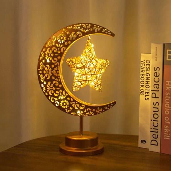 Battery Operated Moon Shaped Iron Star Light Warm White