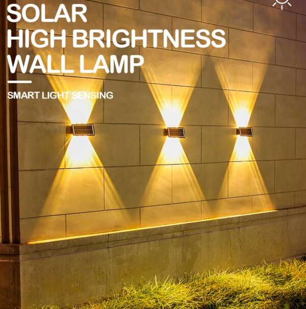 FA-K03H Triple Light Source Solar Powered Sensor Wall Light Warm White With 2 Lighting Modes