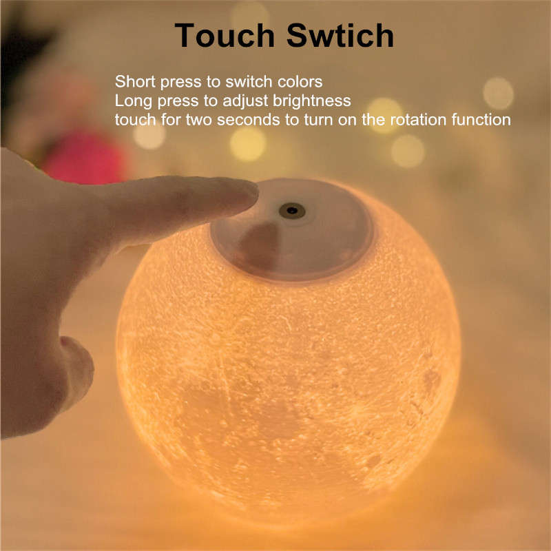 1831525 Rechargeable Multi Color Rotating Moon Lamp 12cm
