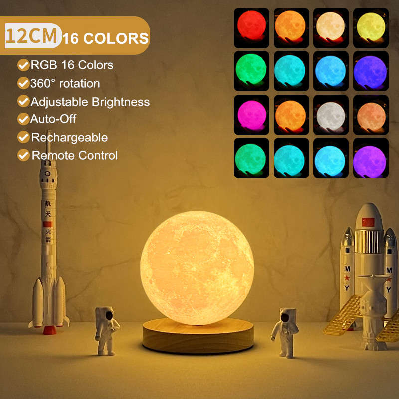 1831525 Rechargeable Multi Color Rotating Moon Lamp 12cm