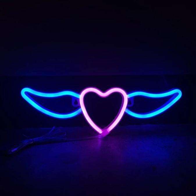 FA-A64 Heart Wing Neon Sign Lamp USB And Battery Operated