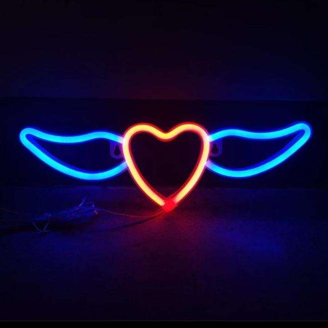 FA-A64 Heart Wing Neon Sign Lamp USB And Battery Operated