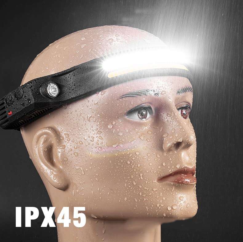 FA-689-2 Rechargeable Wave Induction White COB + Yellow COB 210 Wide Angle Headlamp with Type C C...