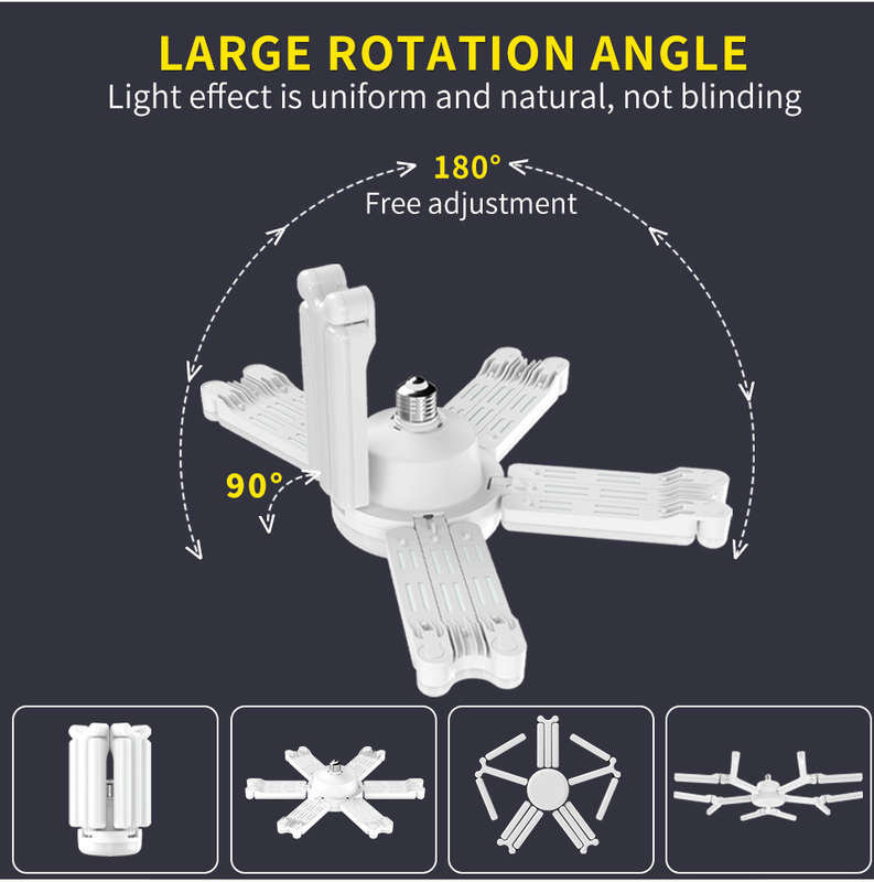 FA-004  E27 LED Snowflake Shape Foldable Pattern Changing Light 80W 6500K
