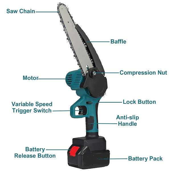 Jiageng JG20375071 Electric Rechargeable Chainsaw With Two 25V Lithium Battery 7500 Mah