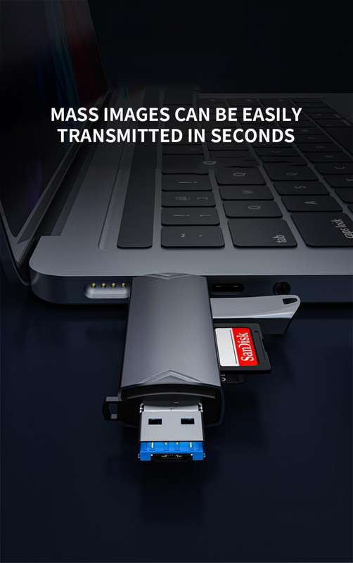D-398 Multifunctional USB V8 &, Type C Card Reader OTG, Reads Micro SD + SD Card &, USB Flash Drive