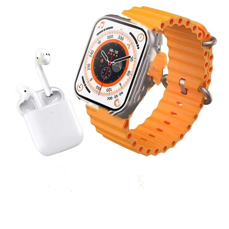 H8 Watch 8 Ultra Smart Watch + Bluetooth Headset + Dual Strap