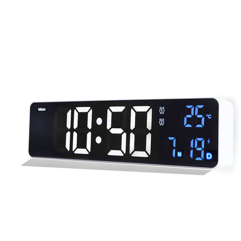 DS-6625 Rechargeable 25.5cm LED Digital Alarm Clock With Temperature+Day+Month And Date