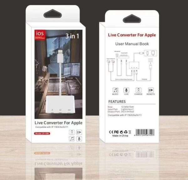 JH-099 Live Converter Adapter for iphone 7 8 X XS 3 in 1 Live Streaming lightning OTG Adapter