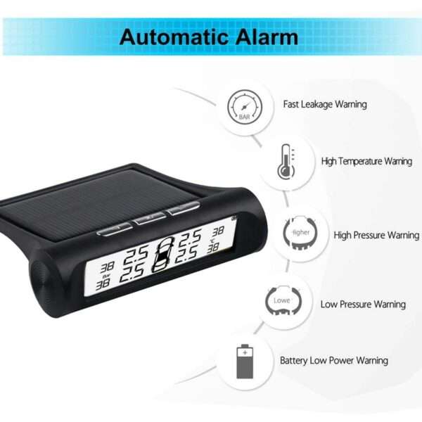 X6 Wireless Solar Tyre Pressure Monitoring System TPMS with Black and White LED